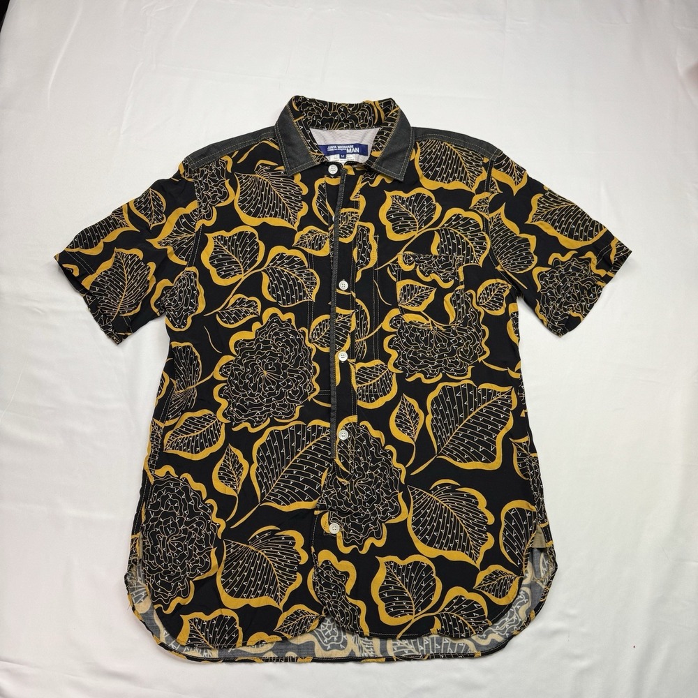 Junya Watanabe Comme Des Garcons Shirt Mens M Black Yellow Button Up  Japan Made